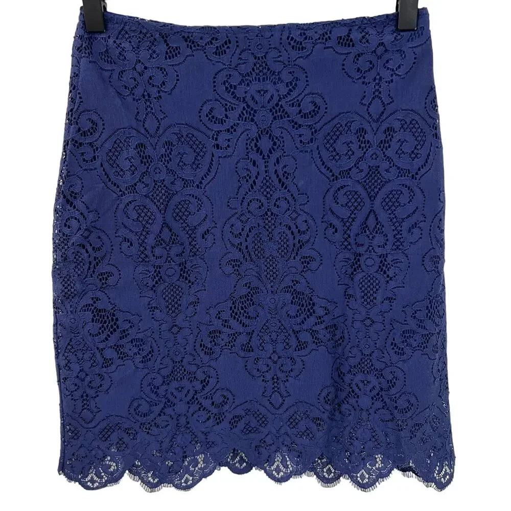 For Love and Lemons Midnight Blue Lace Mini Skirt Size Small